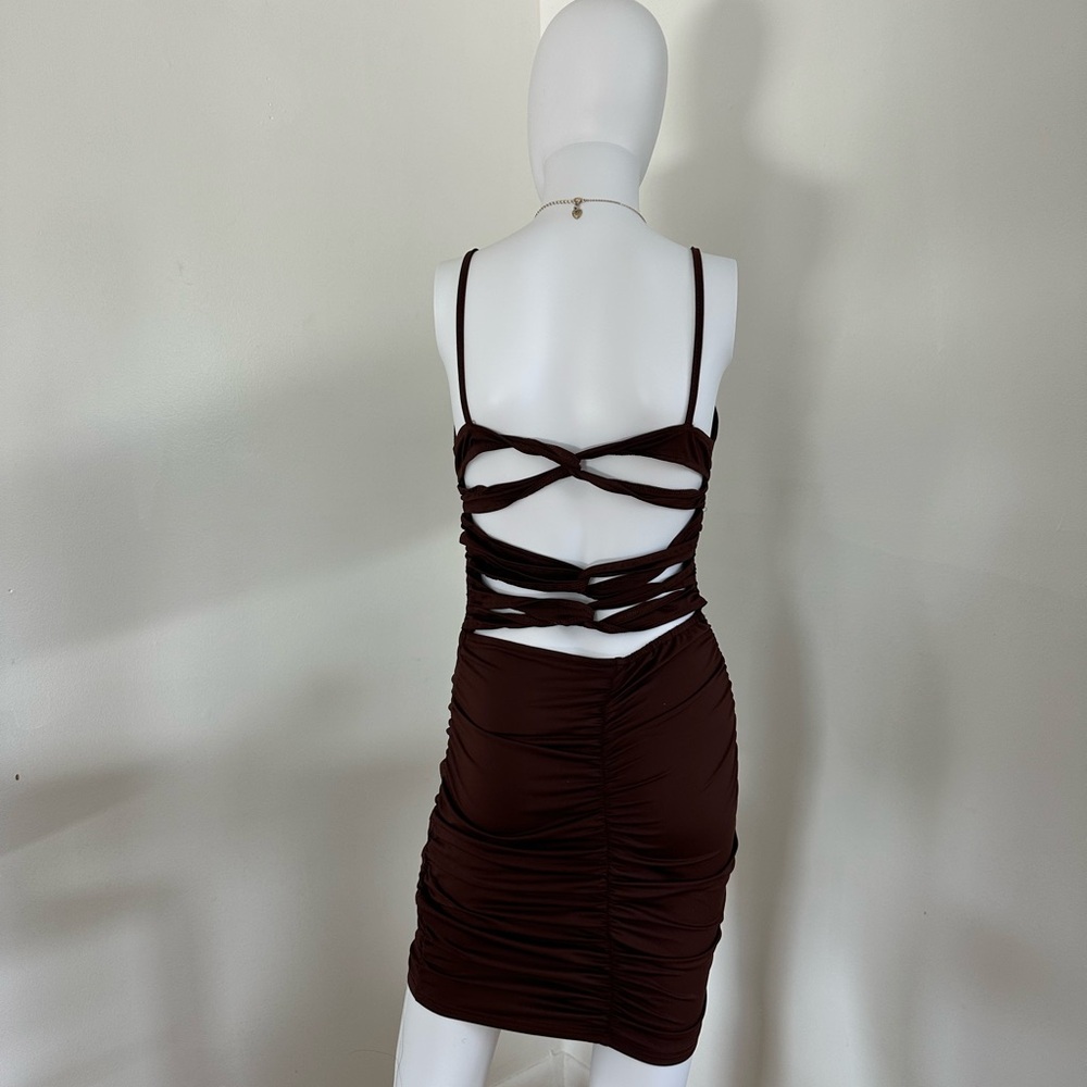 Elegant Brown Strappy Dress